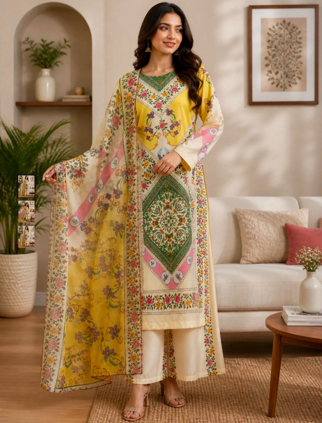 Spring Garden Printed 3 Piece Lawn Suit with Digital Dupatta