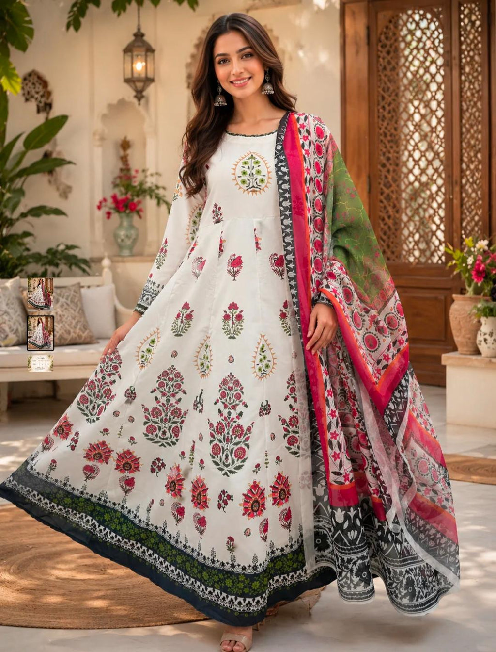 Ruby Blossom Printed Maxi 3 Piece Suit with Digital Dupatta