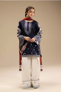 Midnight Elegance Embroidered 3-Piece Lawn Suit – Navy Blue & Ivory